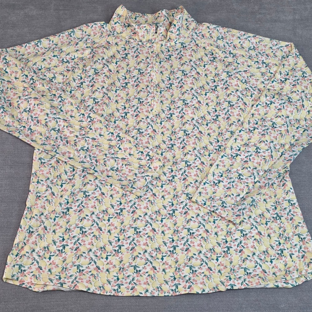 Walter Hagen Performance XXL Women Yellow Lemon Floral Quarter Zip Pullover Golf